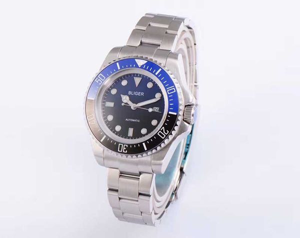 

stainless clock mechanical ceramic black blue bezel watches men's steel male watches automatic business men relogio masculino cjcql, Slivery;brown