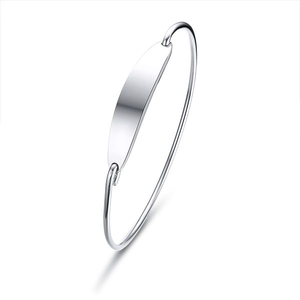 

simple women's bar cuff bracelet bangle engraved record name love sisters friends pulseira gifts, White