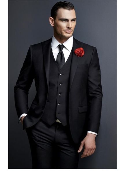 

custom made classice black groom tuxedo groomsmen peak lapel wedding/dinner suits business office suits (jacket+pants+tie+vest, White;black