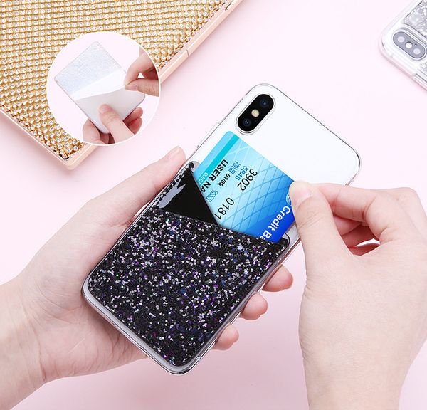 

floveme multi-functions cellphone pouches fashionable pu leather cellphone stickers wallet card holder cellphone pouch