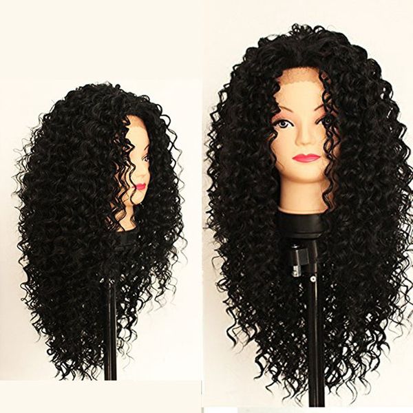 

Синтетические кружева передние парики для женщин афро кудрявый вьющиеся кружева