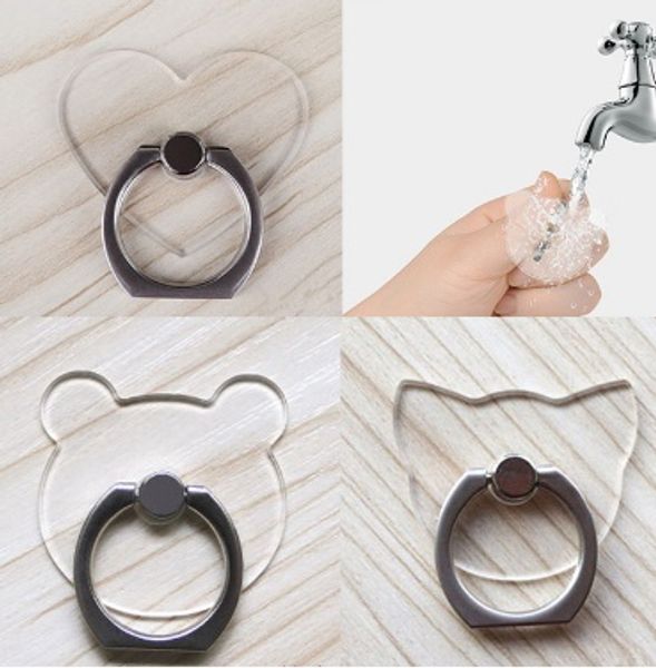 

bear shape finger ring mobile phone ring holder bracket metal lazy ring buckle mobile phone bracket 360 degree stand holder