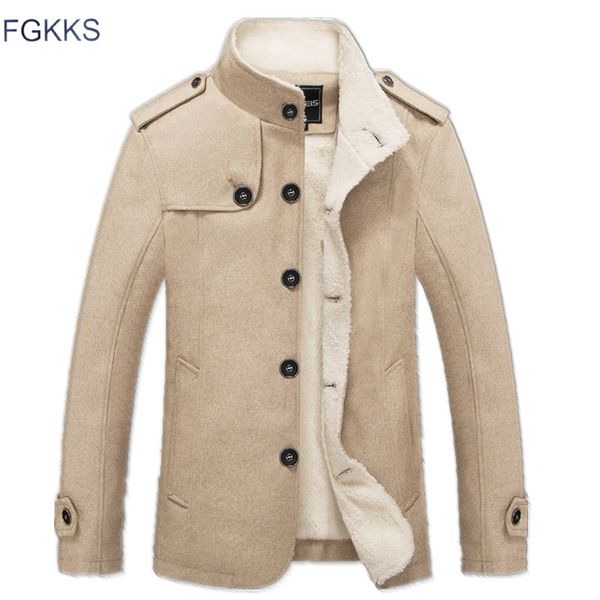 

fgkks new winter drop shipping men's jacket stand collar mens coat slim male jacket, Black;brown
