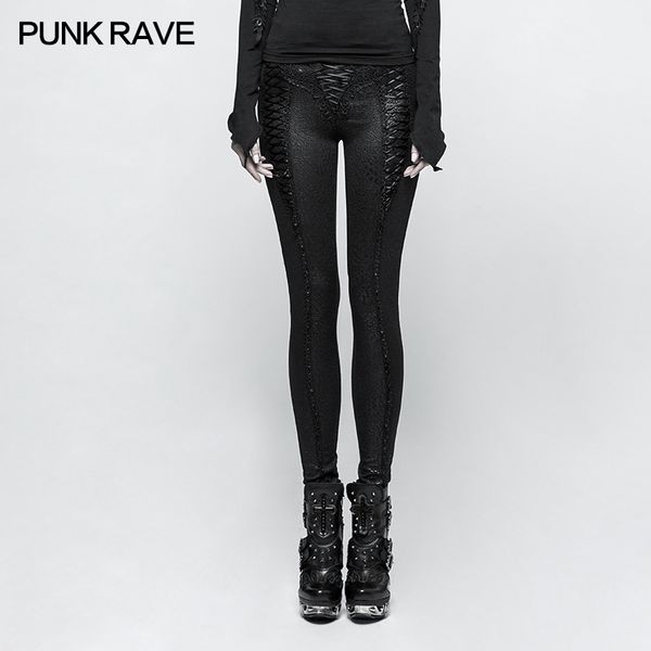 

pants leggings black with patterns baroque and lacing elegant ari punk rock club fashion visual kei