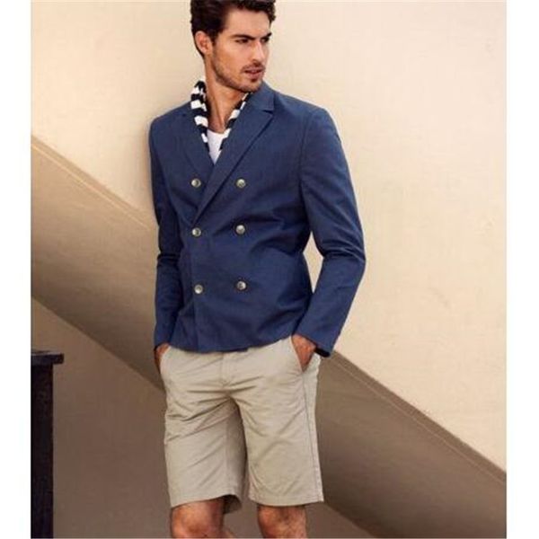 

blue coat with khaki short pant summer men suits prom suits groomsmen wedding tuxedos mens daily wear suit(jacket+pants, White;black