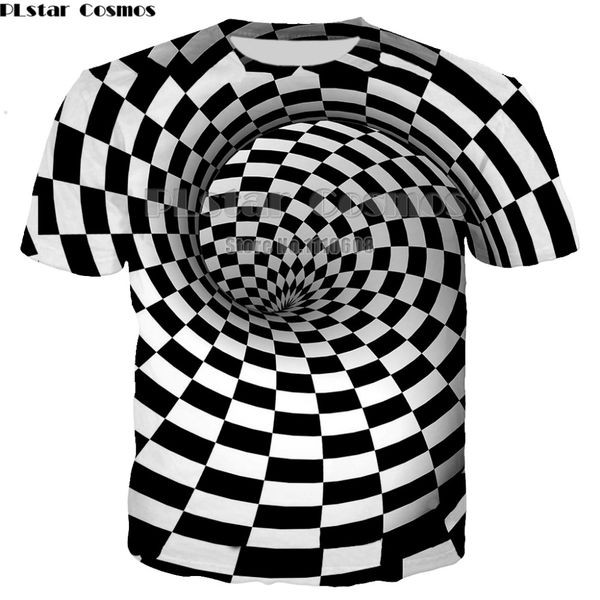 

plstar cosmos black and white vertigo hypnotic printing t shirt unisxe funny short sleeved tees men/women men's 3d t-shirt, White;black