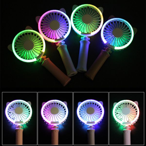 

twisted cat mini usb handheld fan deskcolorful night light hand usb fan portable battery usb fan