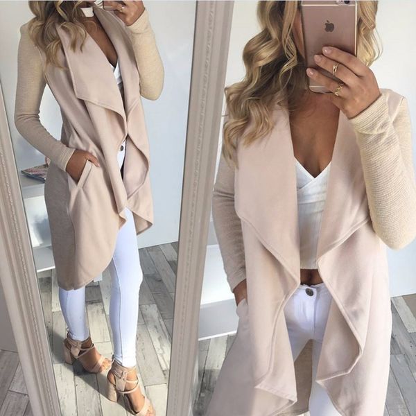 Atacado-novo 2017 outono inverno mulheres elegantes cachoeira cardigan senhoras manga longa jumper aberto cardi top jaqueta casaco womens cardigans