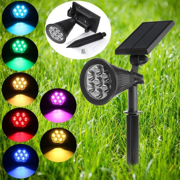 

latest generation of solar lights inserted lawn lamp 7led color change can be fixed outdoor landscape spotlight garden courtyard lamp