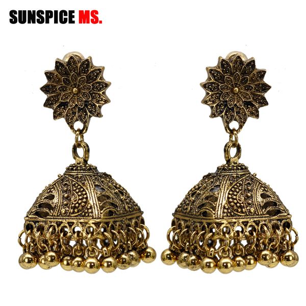 

sunspice ms earrings for women bridal wedding jewelry retro vintage gypsy square hollow bell drop earring egypt bijoux, Silver