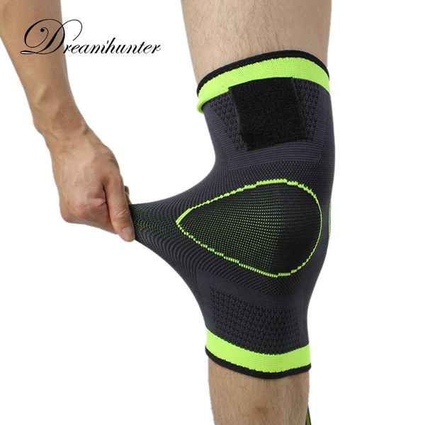 

3xl basketball tennis hiking cycling knee brace support 3d weaving pressurized straps bandage sports knee pads patella guard 1pc, Black;gray