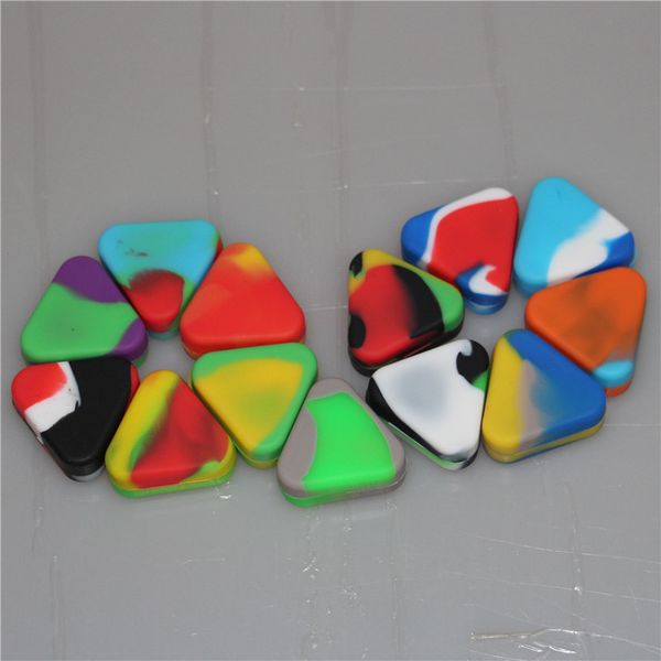 

selling new nonstick triangle silicone wax container box 1.5ml silicone jars dry herb wax box container dab ing