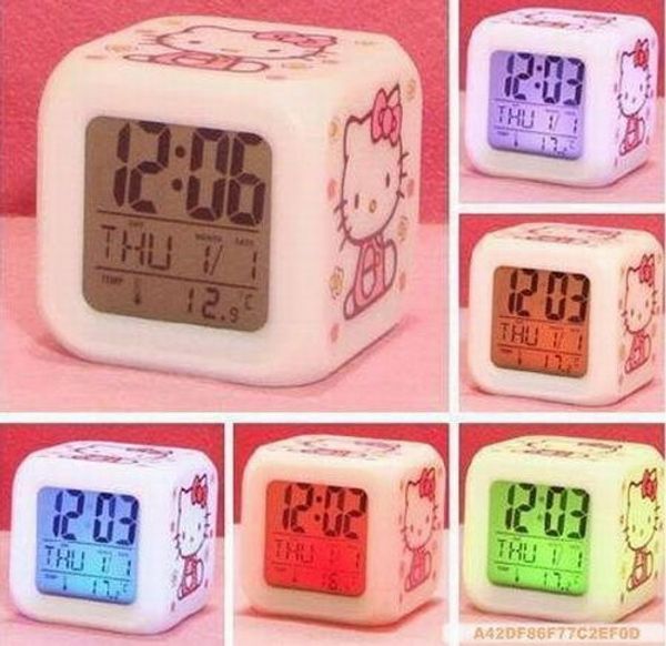 

hello kitty color changing clock led 7 color led clock digital alarm