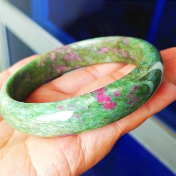 

natural ruby zoisite gemstone bangles bracelets for women lady round fashion natural stone bangle inner diameter 61mm, Golden;silver