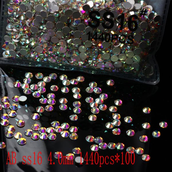 

wholesale rhinestones new ab ss16 144000 pcs 4.0mm crystal color non ix rhinestones for nails flatback nail art decorations, Silver;gold