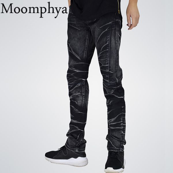 

2018 new men retro distressed jeans variegated hip hop men jeans fashion streetwear biker, Blue