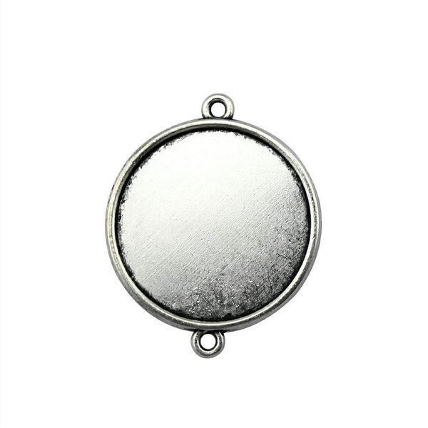 

16 pieces cabochon cameo base tray bezel blank diy jewelry findings simple connector inner size 25mm round glass cabochons, Slivery;crystal