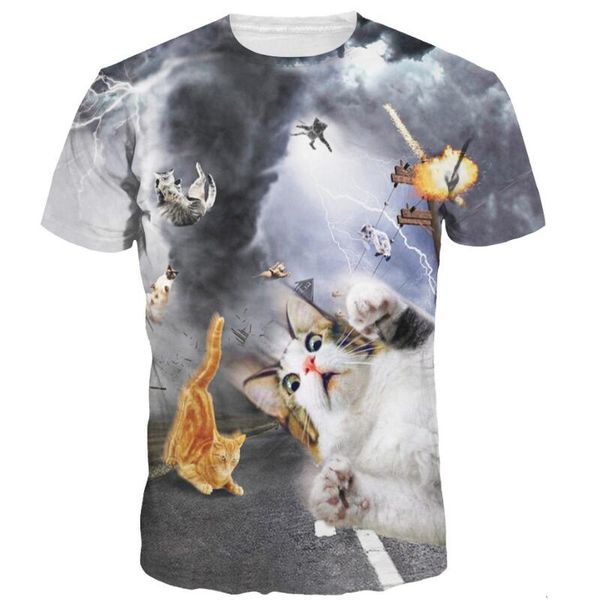

women/men 3d tshirt fashion tornado cat 3d print cute kitten funny animal tees shirt streetwear u831, White;black