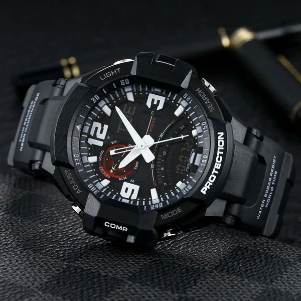 

luxury men watch ga1000 watch 52mm original digital movement men yg factory sports wristwatches waterproof, Slivery;brown