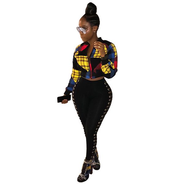 

women autumn winter argyle plaid print zip stand collar bat sleeved short sporty jackets fashion lady sportwear gl6065, Black;brown