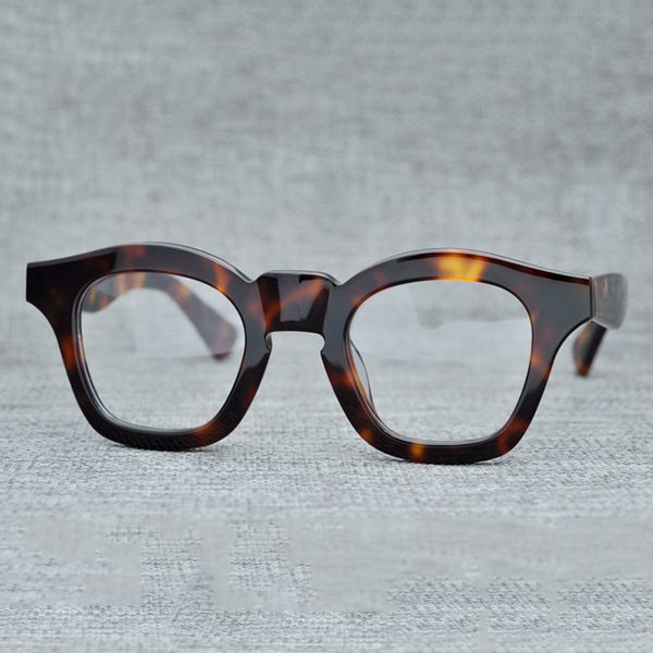 

cubojue acetate glasses men women vintage thick eyeglasses frames man prescription black tortoise eyeglass myopia diopter male, Silver