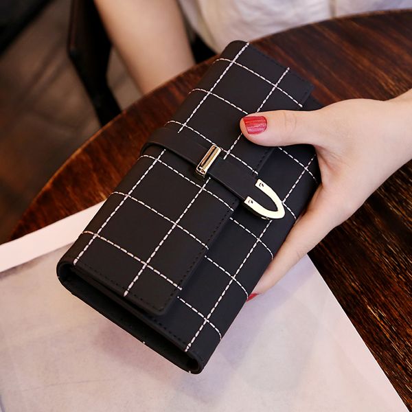 

fashion long style lady wallet large capacity black blue red and green money clip wallet