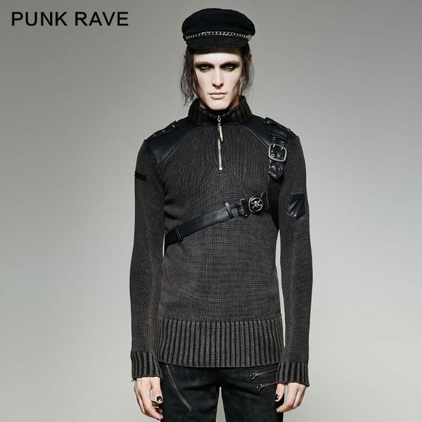 

punk rave steam punk sweater winter sweater cool style handsome, White;black