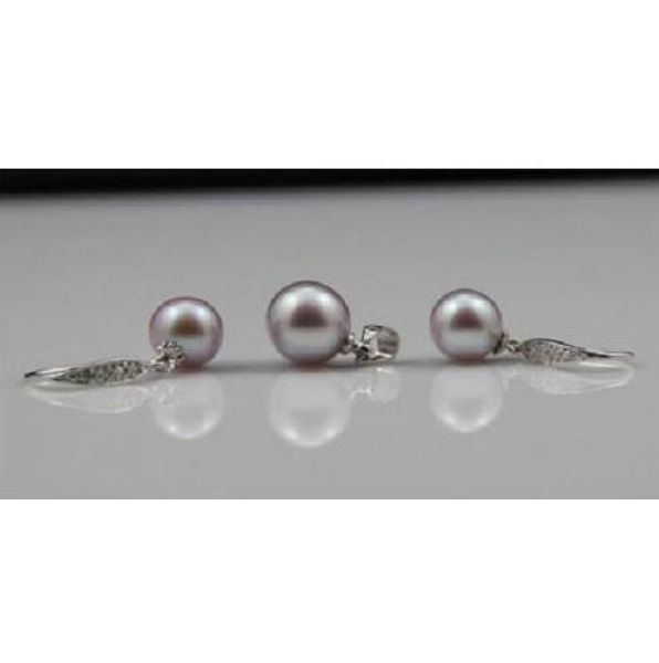 

set nature south sea purple pearl 10-11mm silver pendant 9-10mm earring