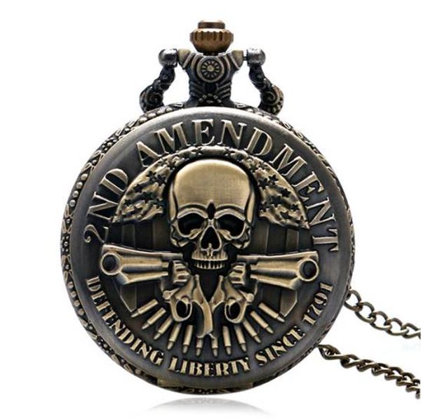 

new arrival 2nd amendment guns design pocket watch men vintage pendant watch p987, Slivery;golden