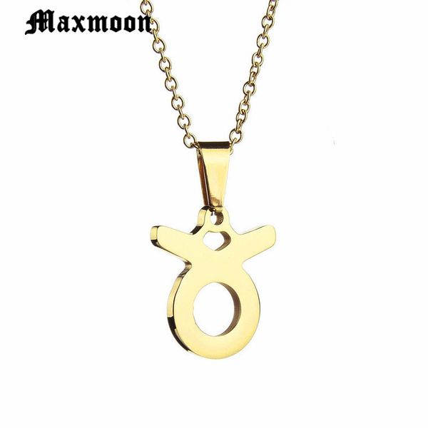 

maxmoon trendy pendant & necklace zodiac taurus charm stainless steel necklace gift women jewelry zodiac sign constellation, Silver