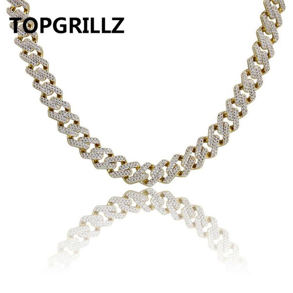 

rillz 14mm miami curb cuban chains necklace for men gold silver hip hop iced out paved bling cz rapper necklace jewelry