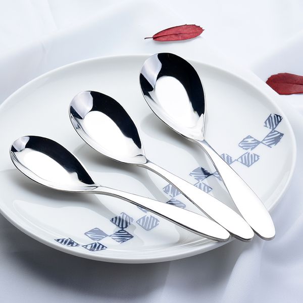 

thickening 304 stainless steel spoon tableware flat ladle child spoon cutlery spoons 1pcs