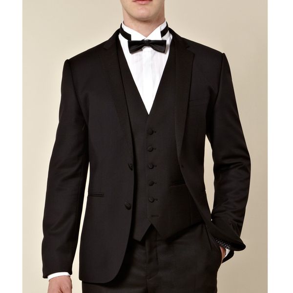 

black business men suits 2018 classic style notched lapel three piece custom made wedding groom tuxedos (jacket + pants + vest, Black;gray