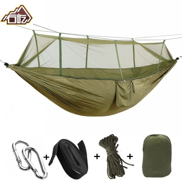 

portable mosquito net parachute hammock outdoor camping hanging sleeping bed swing portable double chair double person hammocks