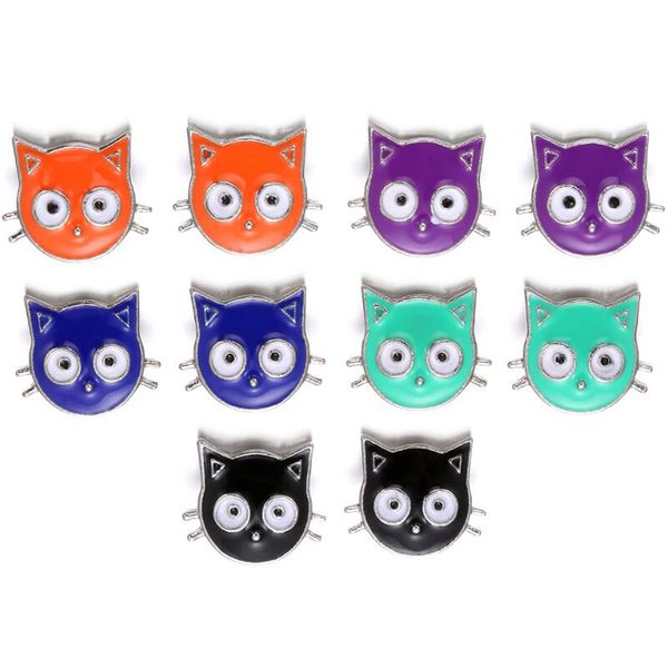 

10pcs 2019 new 12mm snap jewelry vintage oil painting cute cat mini metal snap buttons fit 12mm snap bracelets necklace jewelry, Bronze;silver