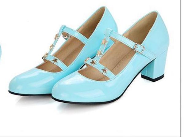 

send 2018 spring and autumn new styl coarse heel middle heel women's shoes, Black