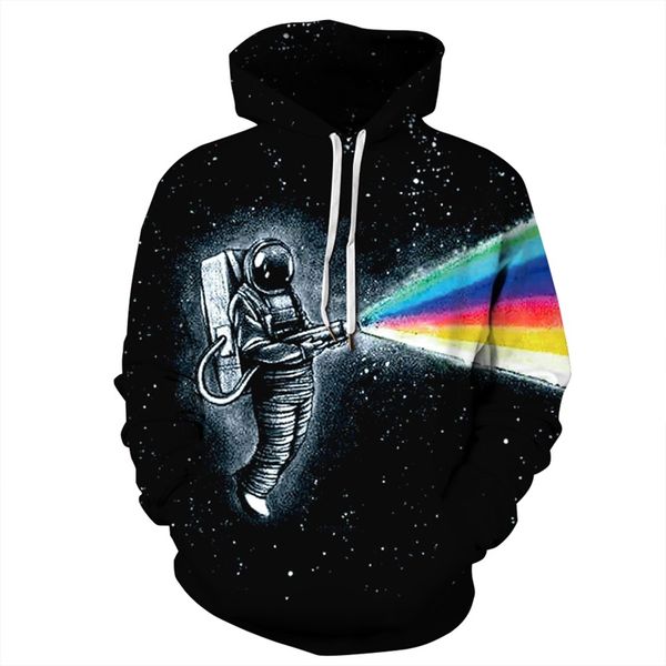

новый arrrval мода мужчины / женщины galaxy space astronaut смешно 3d печатных crewneck толстовка толстовки мода повседневная толстовки h158, Black