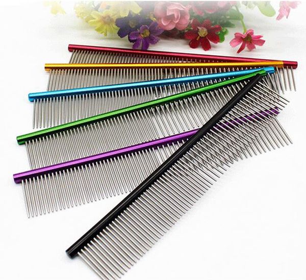 

19x3.7cm pet brush dog stainless steel combs thick long fur rakes removal brush grooming combs