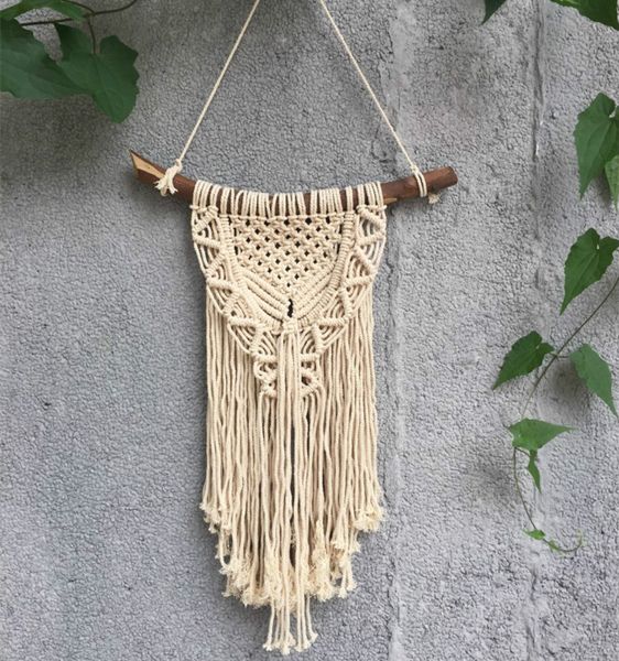 

macrame wall art handmade cotton wall hanging tapestry with lace fabrics bohemian