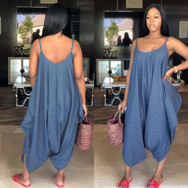 

jizhenghouse сексуальная холтер шеи комбинезон женщин лето повседневная свободные длинные комбинезоны спинки джинсовый комбинезон, Black;white