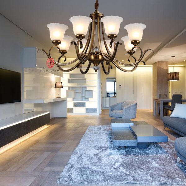 

dynasty light modern chandelier american european style antique brass copper glasses pendant decoration foyer l lobby foyer ship