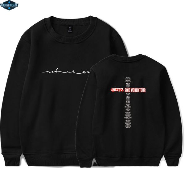 

got7 sweatshirts men casual crewneck kpop got7 fashion hoodie harajuku pullover sweatshirt female cool plus size, Black