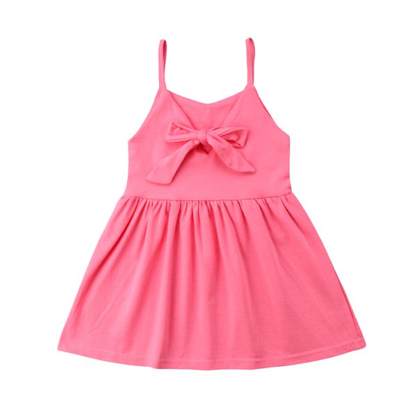 

0-3y summer bowknot strap tutu dress solid pink yellow newborn baby girl princess sundress beach outfits, Red;yellow