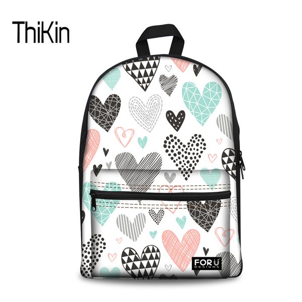 

thikin girls fashion school bag canvas schoolbag hearts geometrical love valentine printing women's satchel university bookbag