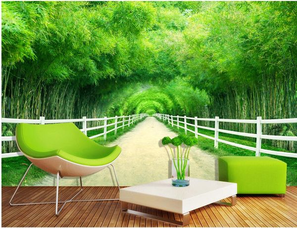 

3d room wallpaper on a wall custom p mural bamboo forest fence home decoration living room 3d wall murals wallpaper for walls 3 d