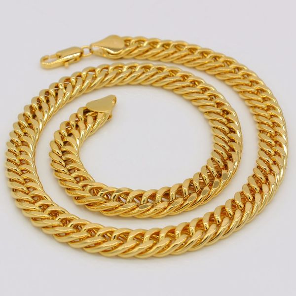 

thick heavy solid chain necklace 18k yellow gold filled statement necklace classic jewelry tight chain 23.6 inches, Silver