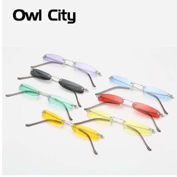 

owl city vintage sunglasses women small narrow sun glasses retro rectangle sunglass brand designer female eyewear rimless shades, White;black