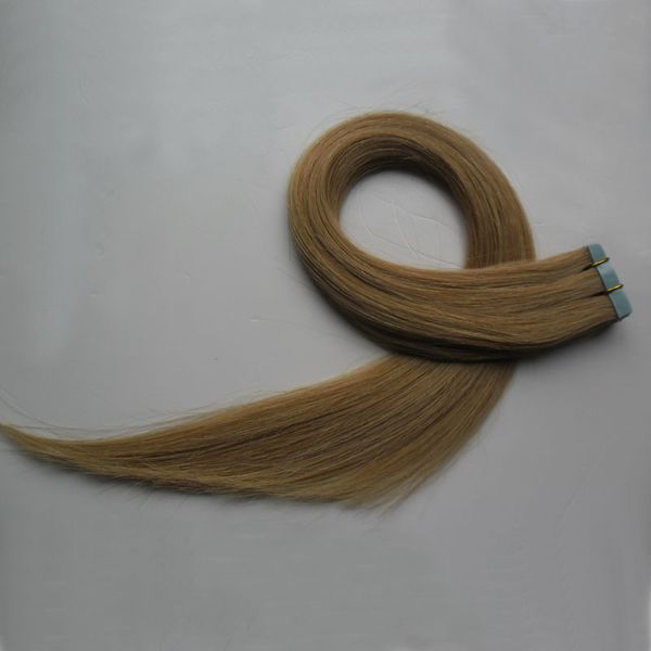 Бразильские волосы девственницы, медовая ленточная лента волос 100 г 40 шт. Прямая машина REMY волосы на клеи невидимая лента PU кожи утка