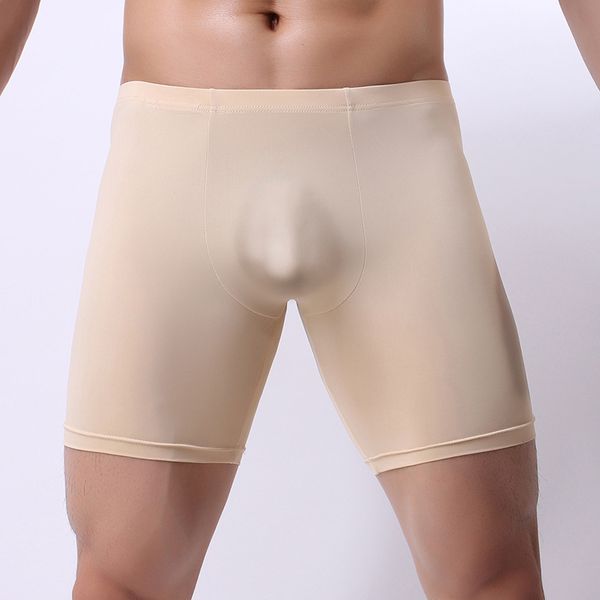 

underwear men boxer shorts slim ice silk panties man solid breathable u convex pouch underpants cueca calzoncillos -xxl, Black;white