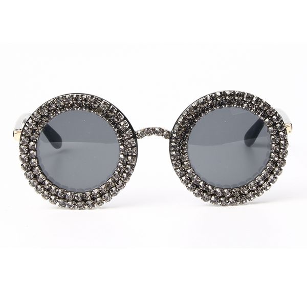 

fashion sunglasses women brand designer bling rhinestone round sunglasses vintage shades feminino female shade, White;black